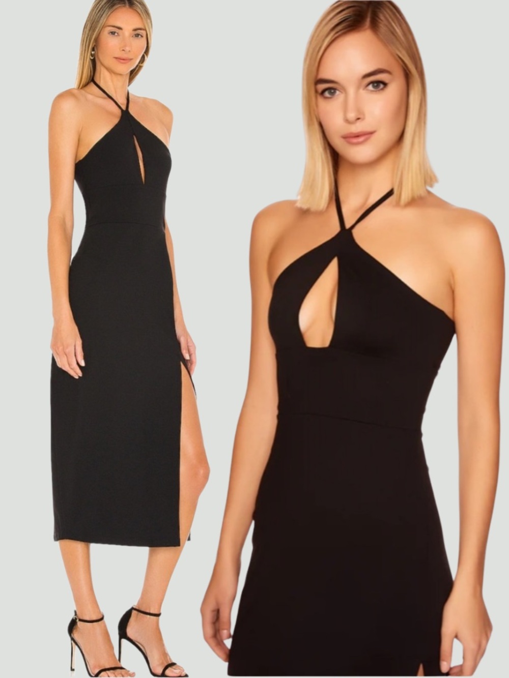 NWT Susana Monaco Halter Open Front Midi Dress in Black Small
